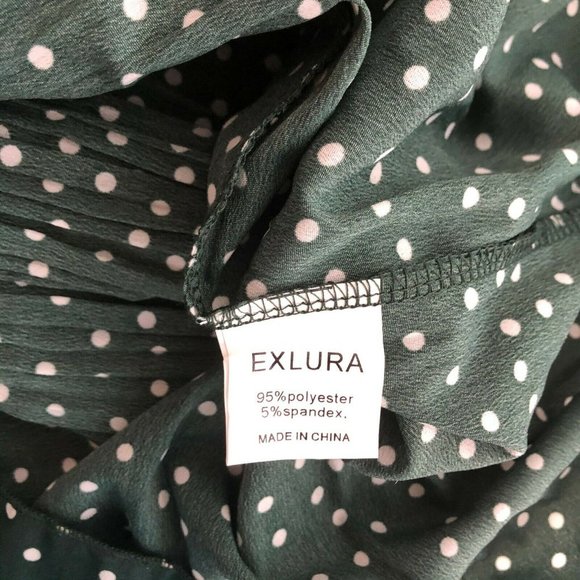 Exlura Womens High Waist Polka Dot Pleated Skirt M - Picture 6 of 6